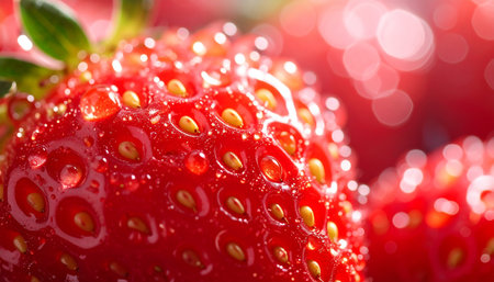 Strawberry macro shot with shallow depth of field and bokehの素材