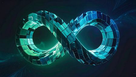 Futuristic technology infinity symbol. 3D rendering, 3D illustration.の素材