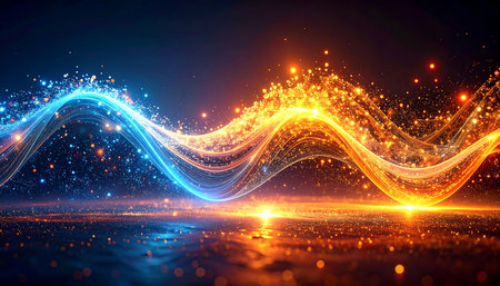 abstract background with glowing lines and bokeh effect. 3d illustrationの素材