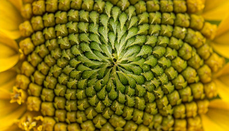 Sunflower close up. Macro shot of a sunflower head.の素材
