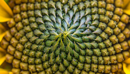 Sunflower close up with water droplets on the petals.の素材
