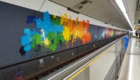 Colorful graffiti on the subway station.の素材