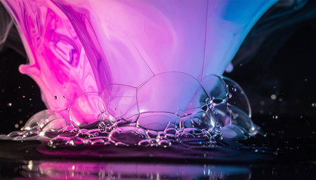 Colorful abstract background with water drops and splashes. Copy spaceの素材