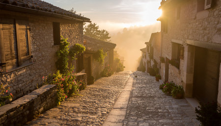 Sunrise in the old town of Rovinj, Croatiaの素材