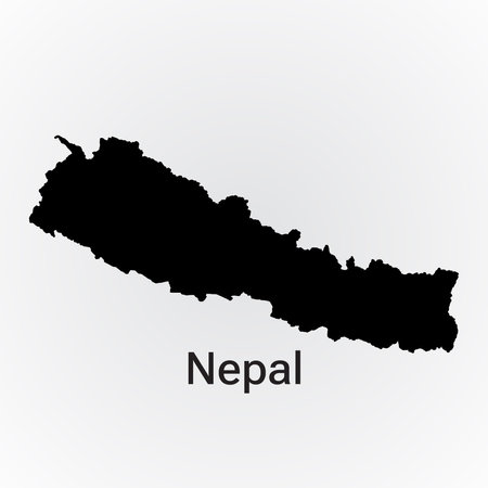 Map of Nepal. Vector illustration. Black Map of Nepal on white background.のイラスト素材