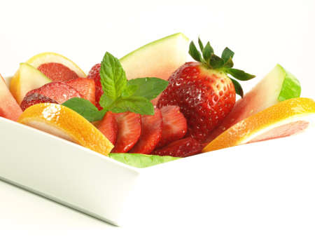 Light and healthy fruit salad for snackの写真素材