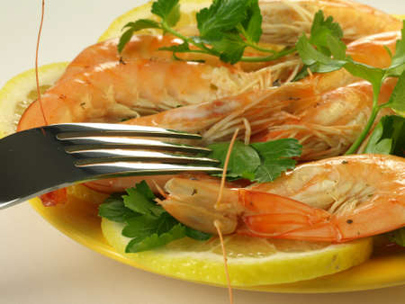 Seafish with lemon and parsleyの写真素材