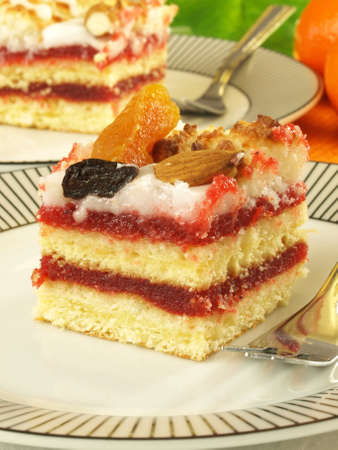 Pieces of raspberry pie, closeup