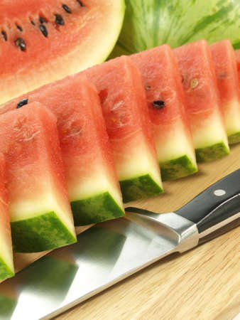 Close up of watermelon cut in triangles