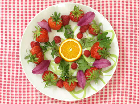 Bird eye view of summer fruit snackの写真素材