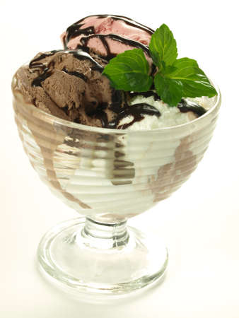 Glass of ice cream on isolated backgroundの写真素材