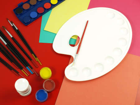 Perfect equipment for first art classesの写真素材