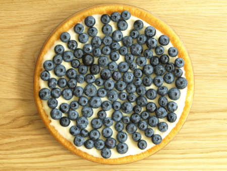 Bird's eye view on fresh blueberries cakeの写真素材