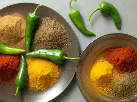 Bird eye view of hot indian spicesの写真素材