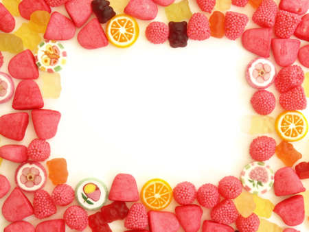 Colorful card made of sweet jelly beansの写真素材