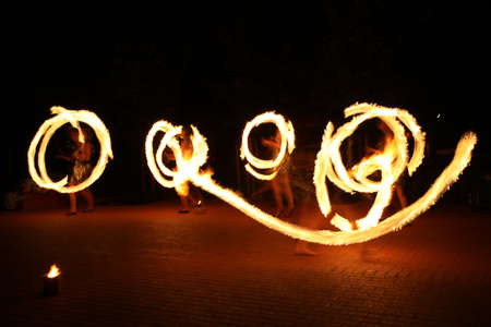 Night performances with fire and dancers