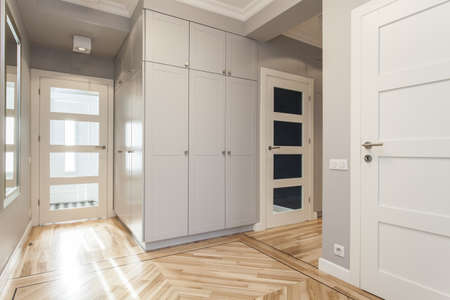 Gray corridor in modern and elegant houseの写真素材