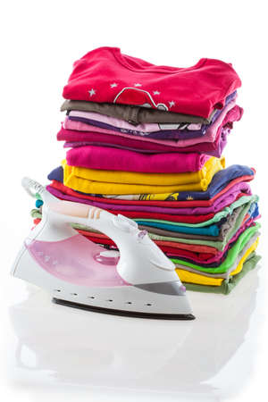 Iron and arranged composition clothes, isolatedの写真素材