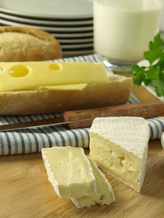 Bread, cheese and milk for light vegetarian meal