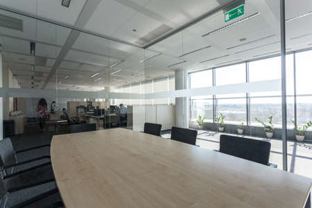 Glass meeting room in a new office centre