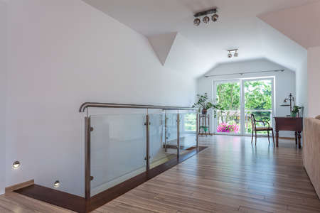 Bright space - the first floor of a modern apartmentの写真素材