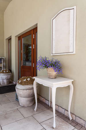 Mediterranean interior - a front door of a stylish buildingの写真素材