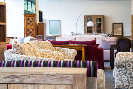 Colorfull sofas in a furniture shopの写真素材