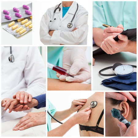 Collage of examinations at doctor officeの写真素材