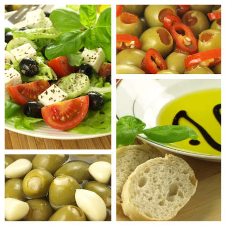 Four photos of mediterranean cuisine, collageの写真素材