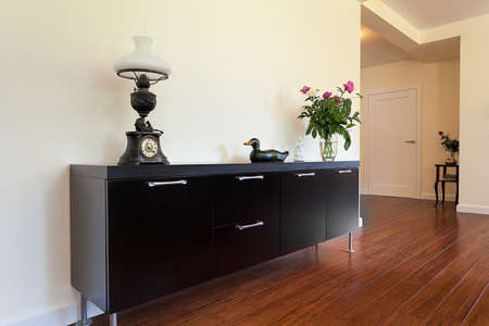 Bright space - an elegant black cabinet with drawers