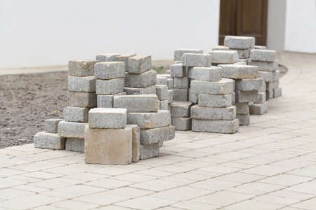 Heap of paving stone ready to be laidの写真素材