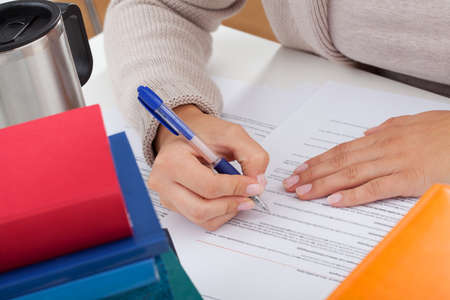 Student searching information in her notes