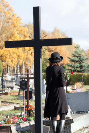 Cross as a symbol of catholic faith in post mortem lifeの写真素材