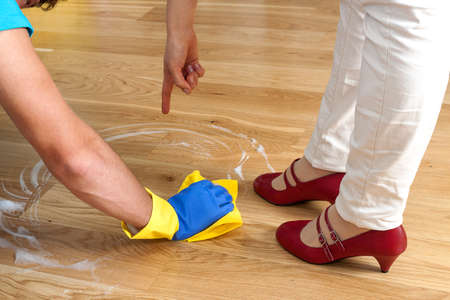 Modern women order to wash the floor