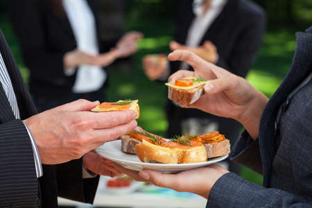 Small sandwiches on office meal during the lunch