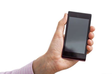 A closeup of a hand holding a black classy smartphone