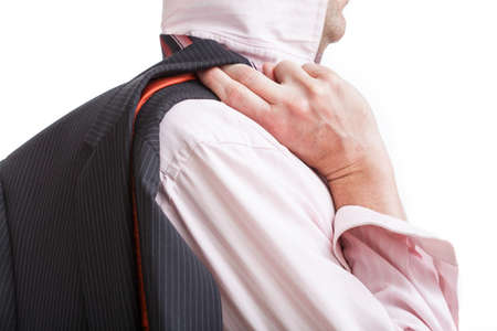 A closeup of a man having a break at work in the office