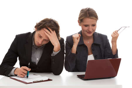 Young people hard working for promotion in company