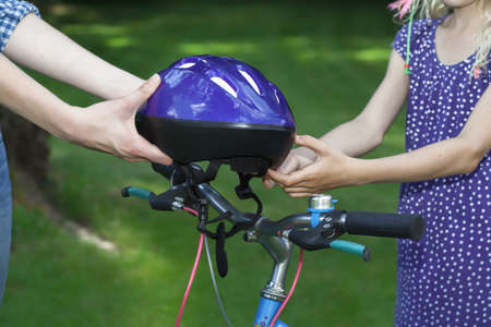 Taking care of child's safety while summer recreationの写真素材