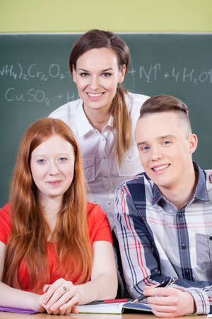 Vertical view of chemistry lesson at high school