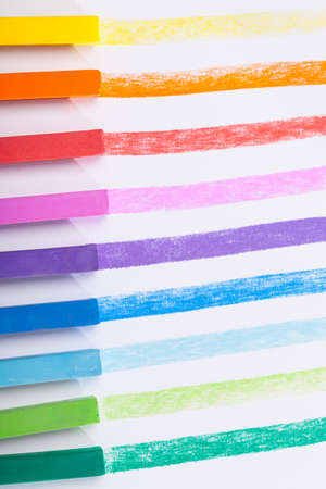 Stripes painted with colored pastel on paperの写真素材
