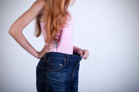 Horizontal view of result of the dietの写真素材