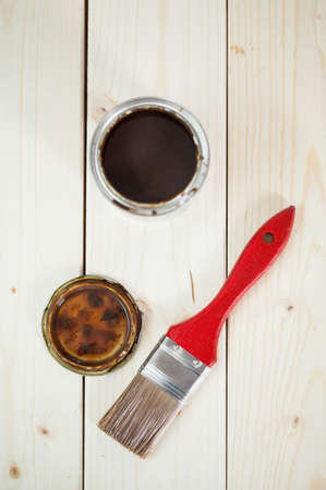 Vertical view of wooden boards before paintingの写真素材