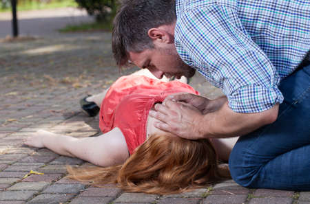 View of first aid on the streetの写真素材