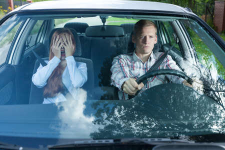 View of mad couple in a car