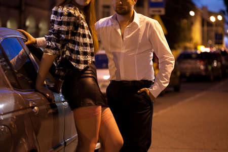 View of prostitute and her potential clientの写真素材