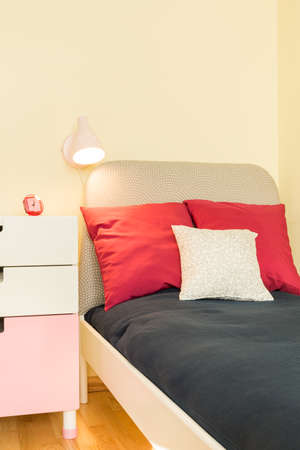 Modern room for girl with comfortable bedの写真素材