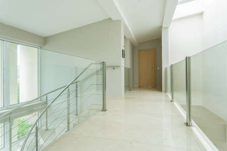 Horizontal view of spacious hall in luxury apartmentの写真素材