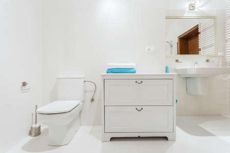 New stylish washroom with beautiful unitの写真素材