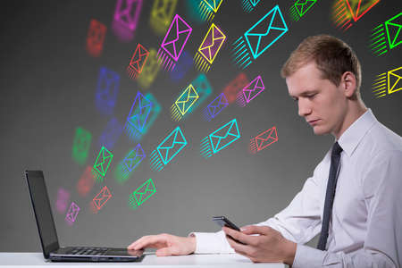 Horizontal view of modern way of communication